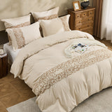 30%Linen + 70% Cotton Duvet Cover Set - Logo Embroidery