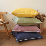 Fundas de lino estilo europeo con ribetes blancos