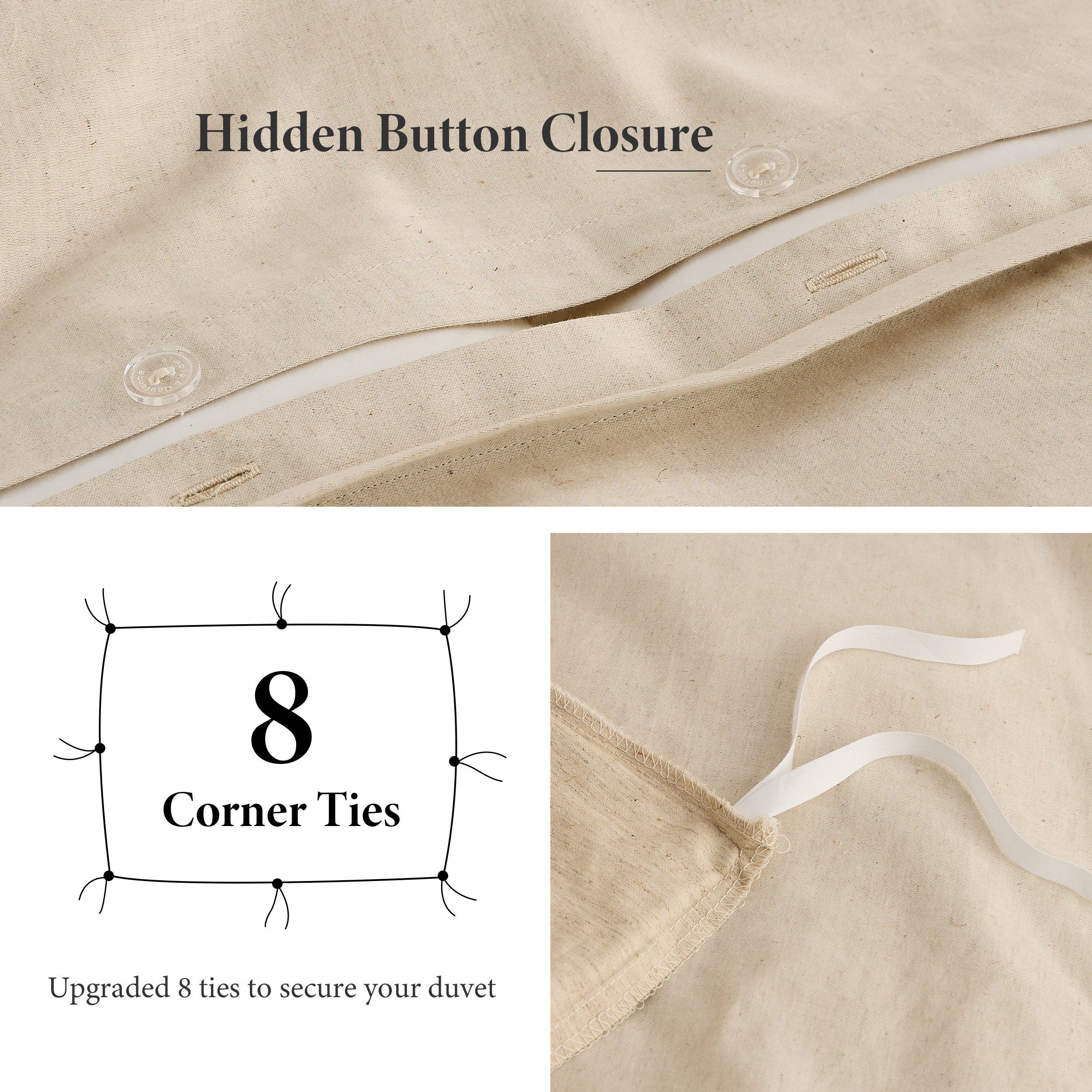 Juego de funda nórdica 30 % lino + 70 % algodón - Bordado de logotipo