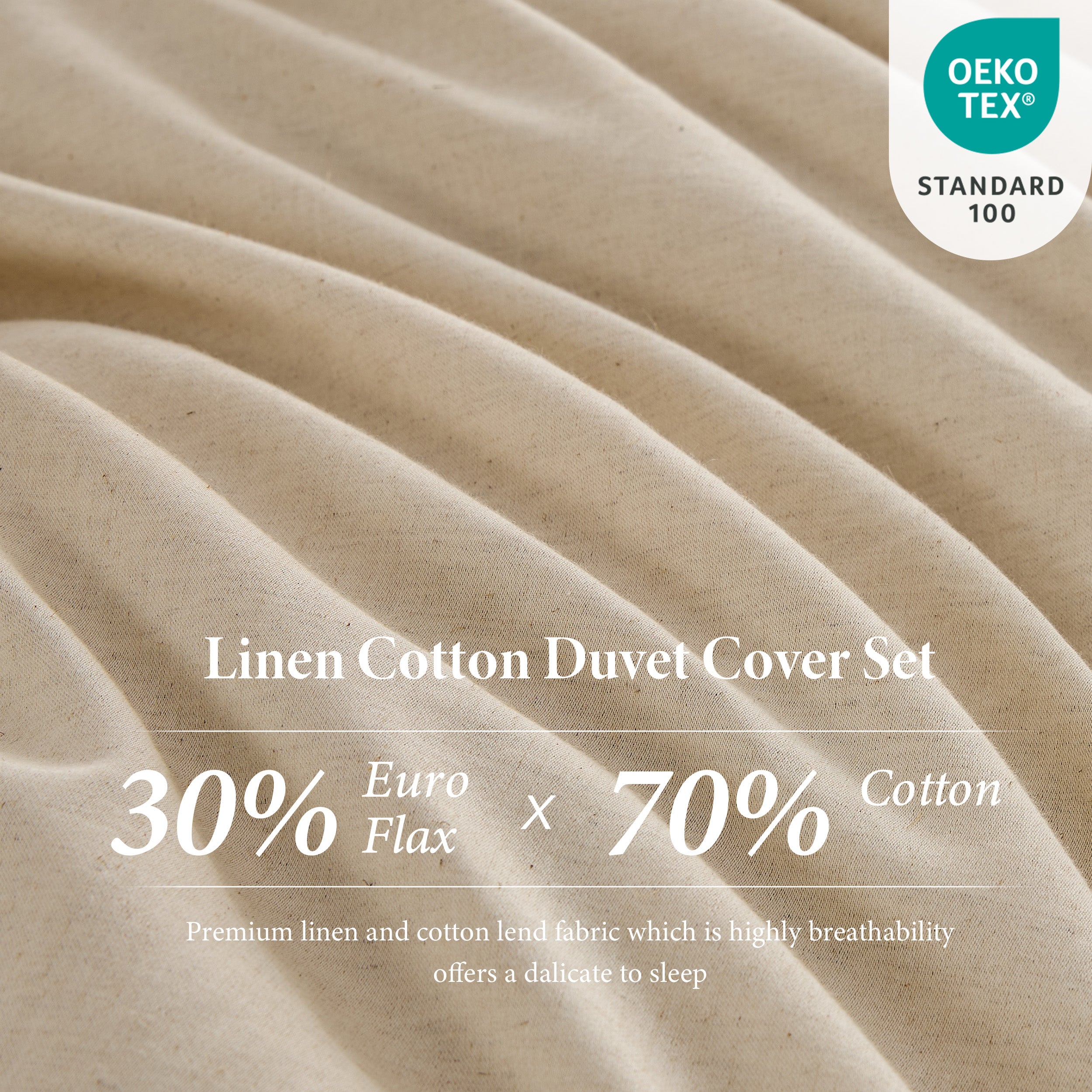 Juego de funda nórdica 30 % lino + 70 % algodón - Bordado de logotipo