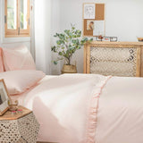 Juego de sábanas de algodón orgánico de 250 hilos con volantes