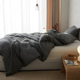 Juego de funda nórdica de lino con trabillas para botones