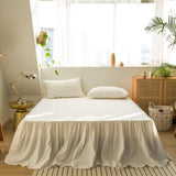 Linen Bed Skirt - Pleated #color_White