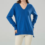 Women’s V Neck Sweater - Side Slit