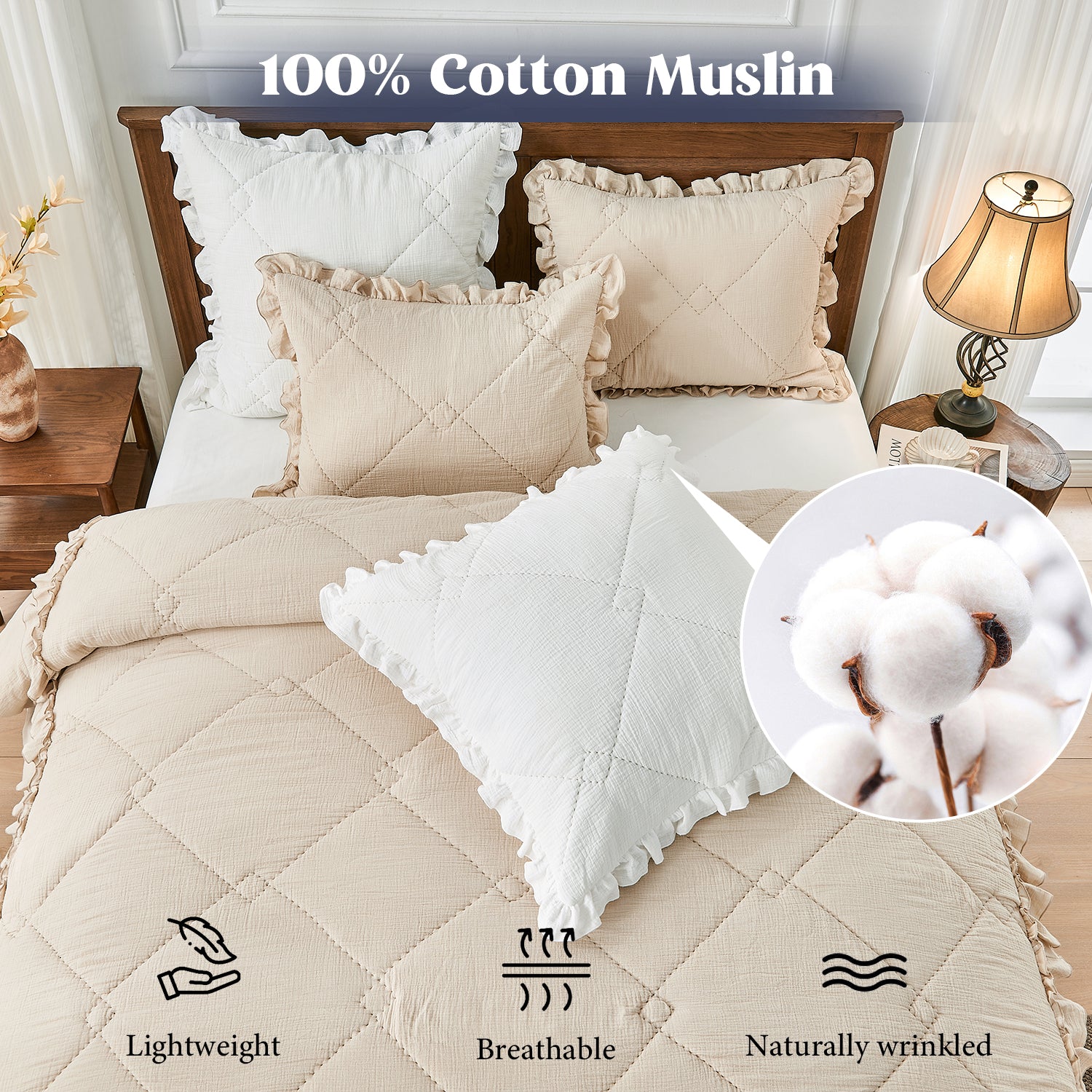 Cotton Muslin Euro Sham - Ruffle