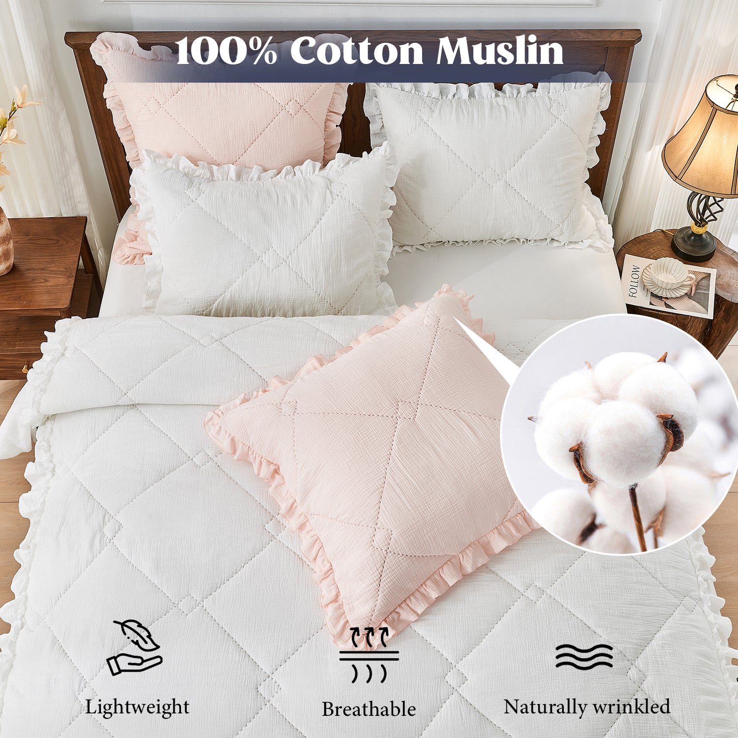 Cotton Muslin Euro Sham - Ruffle