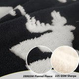 Sherpa Fleece Throw Blanket - Reindeers Pattern