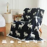 Sherpa Fleece Throw Blanket - Reindeers Pattern