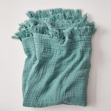 Cotton Muslin Throw Blanket - Gauze Knit Woven Tassels