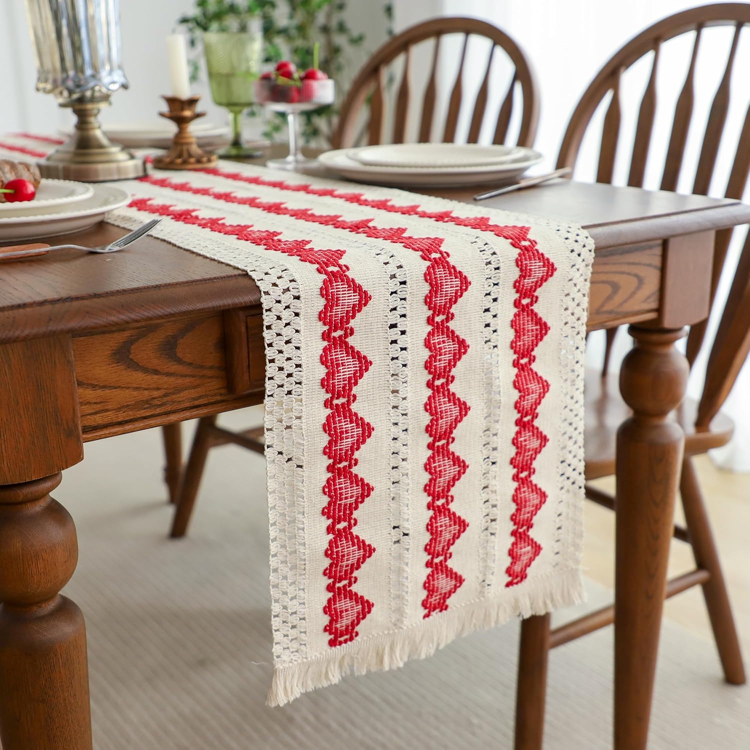 Cotton Macrame Table Runner - Tassels