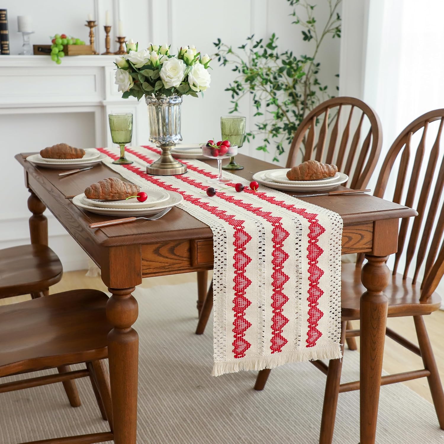 Cotton Macrame Table Runner - Tassels