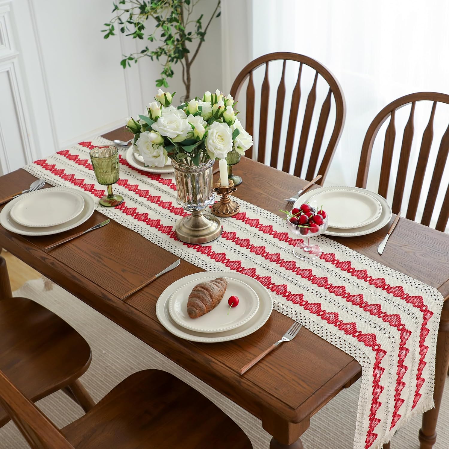 Cotton Macrame Table Runner - Tassels