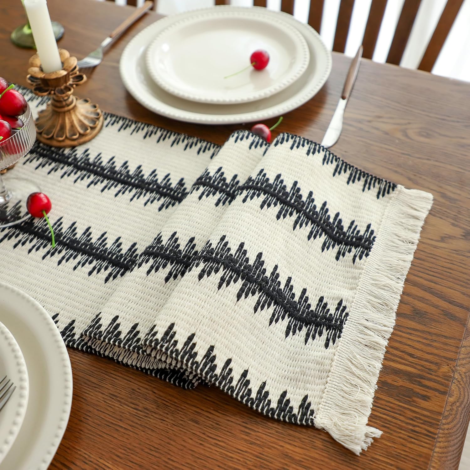 Cotton Macrame Table Runner - Tassels