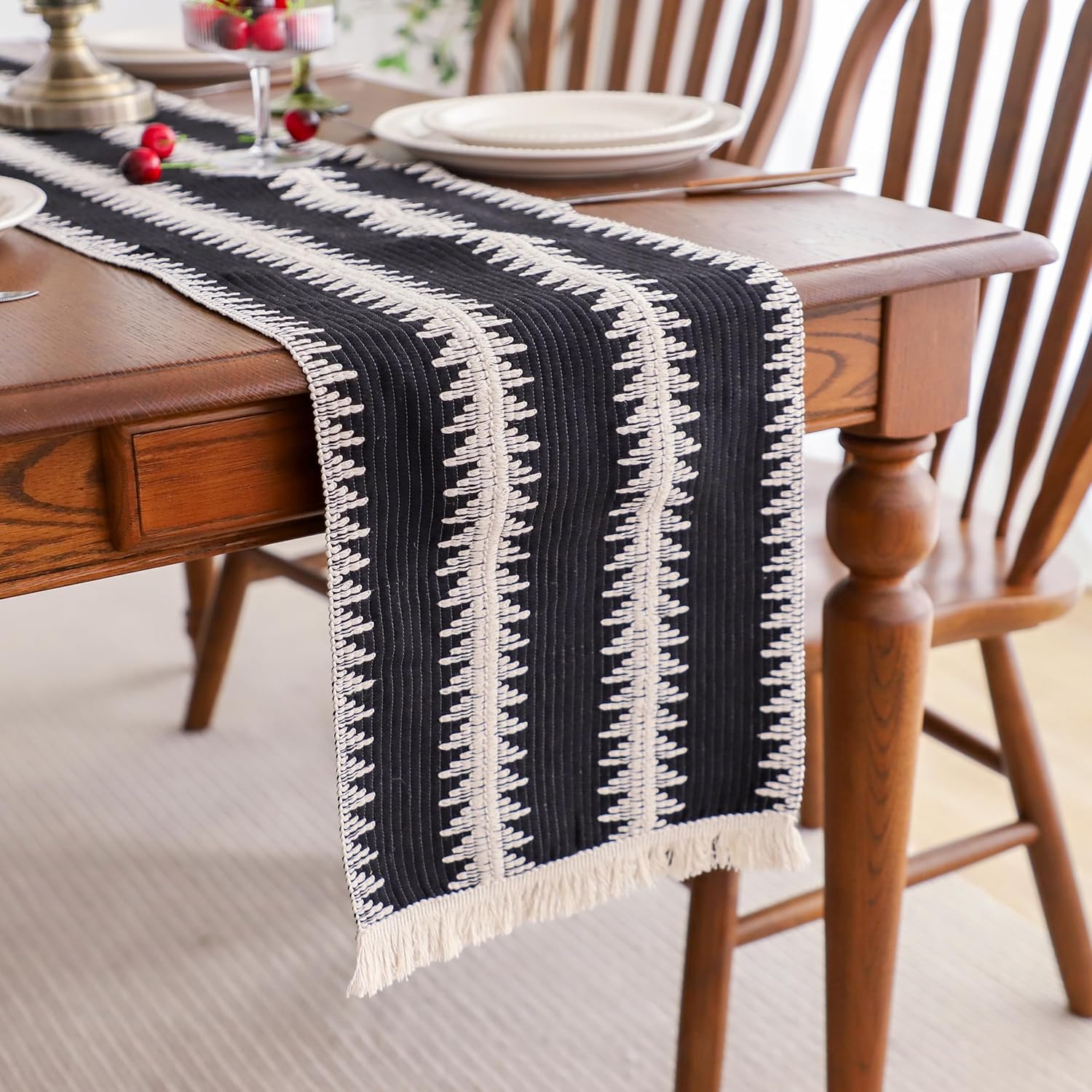 Cotton Macrame Table Runner - Tassels