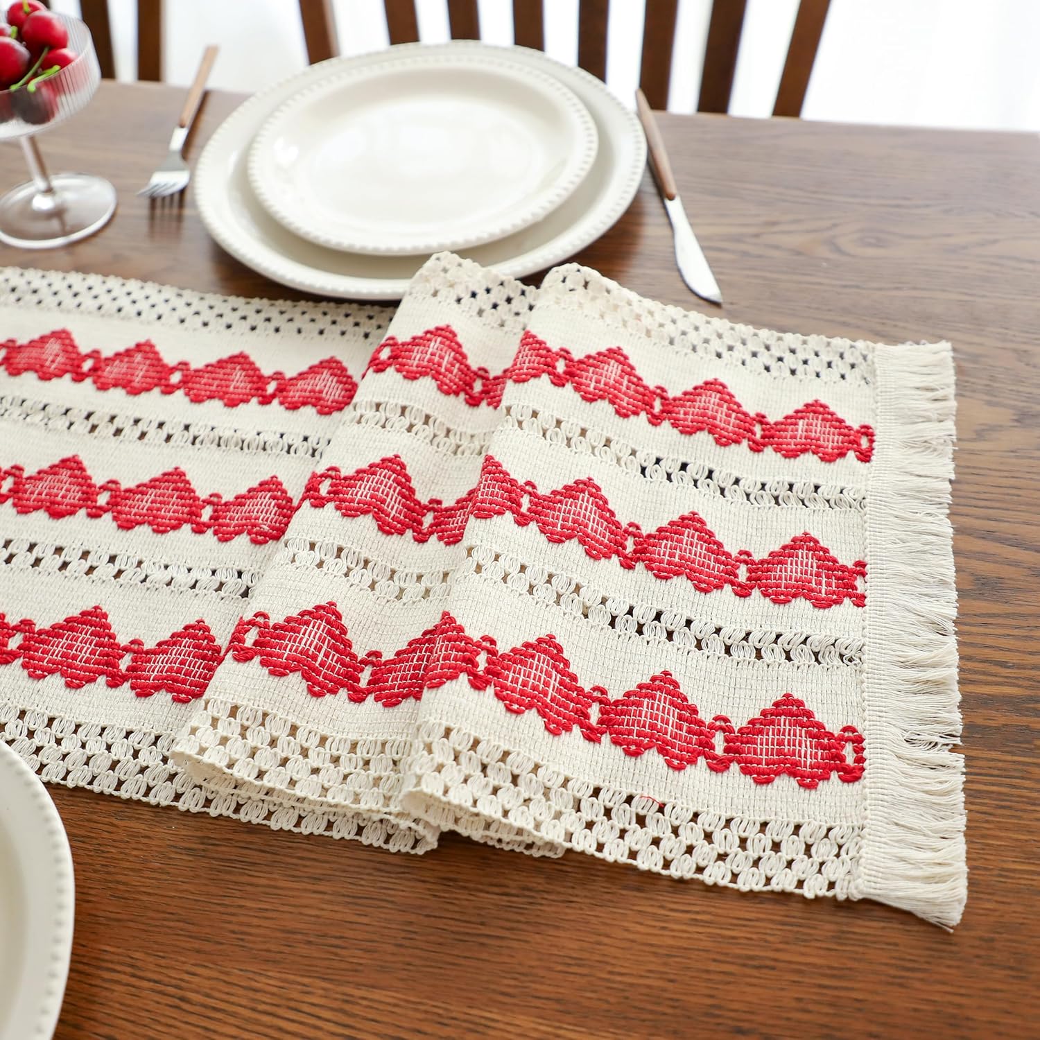 Cotton Macrame Table Runner - Tassels