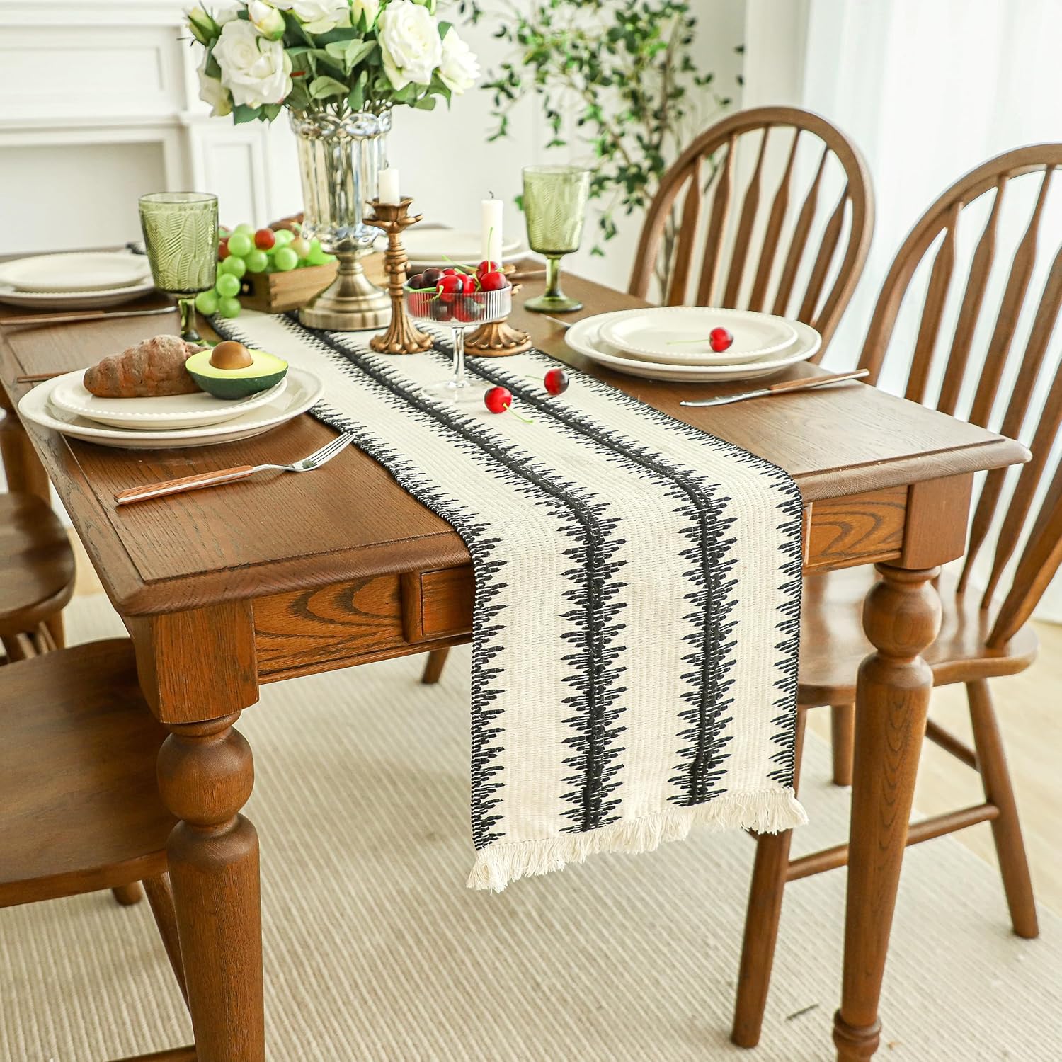 Cotton Macrame Table Runner - Tassels