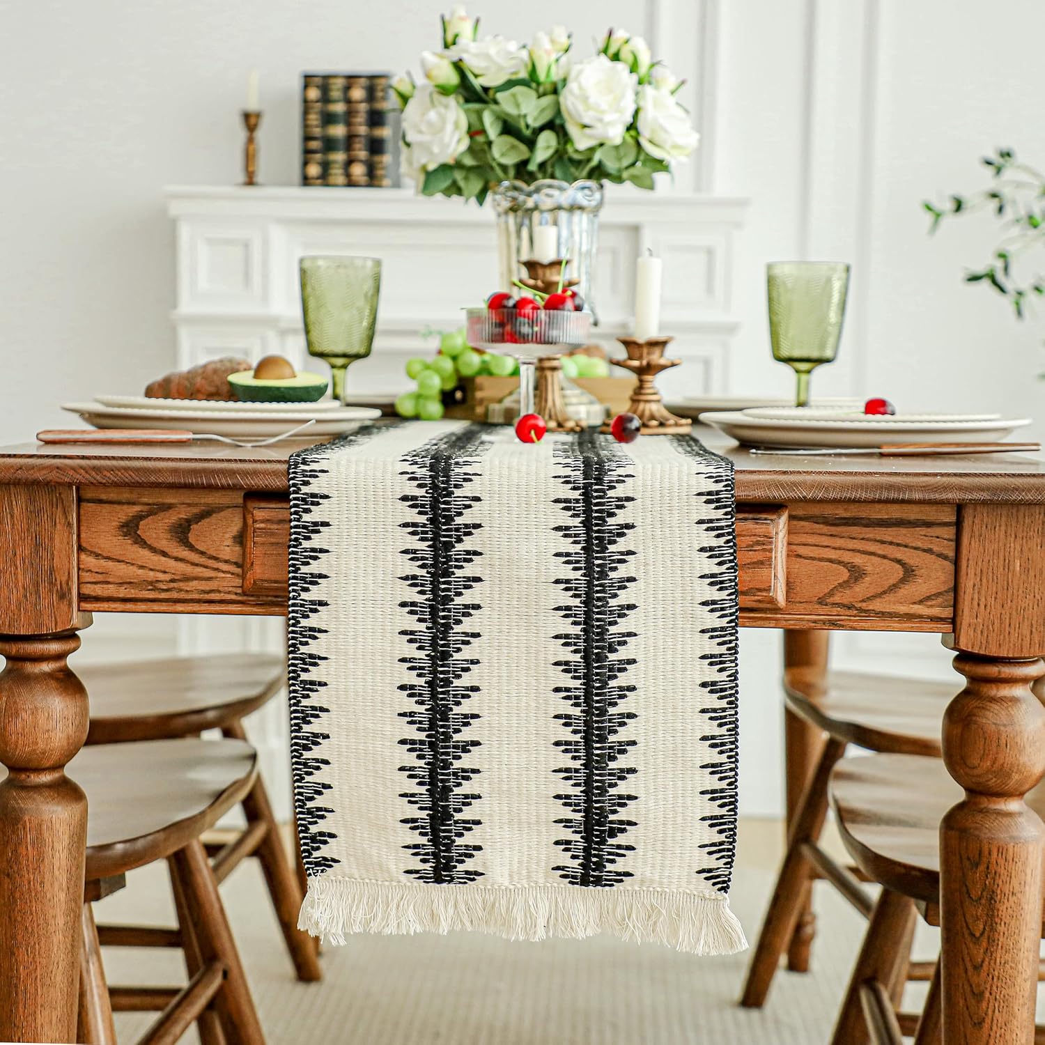 Cotton Macrame Table Runner - Tassels