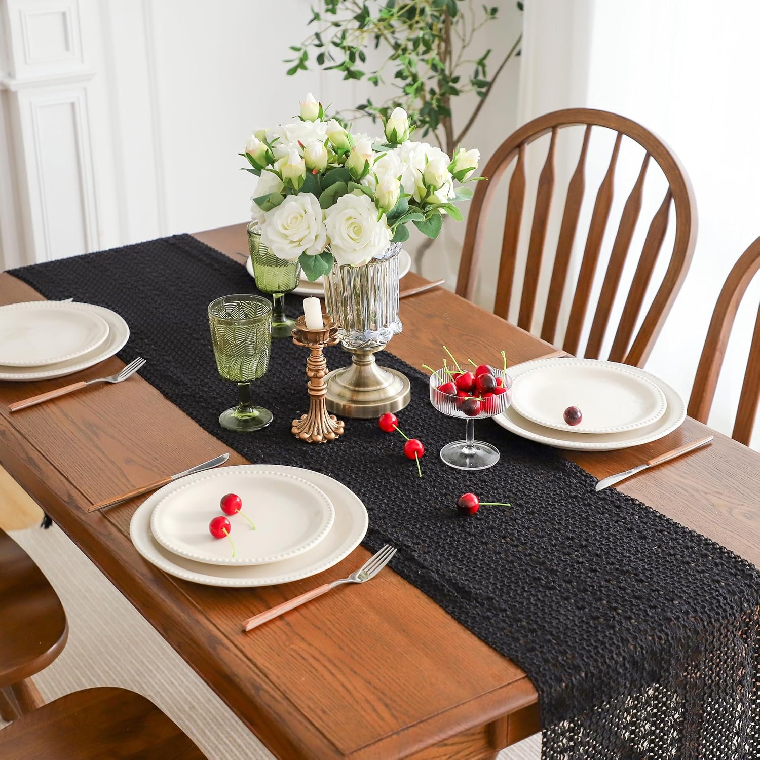 Cotton Macrame Table Runner - Tassels