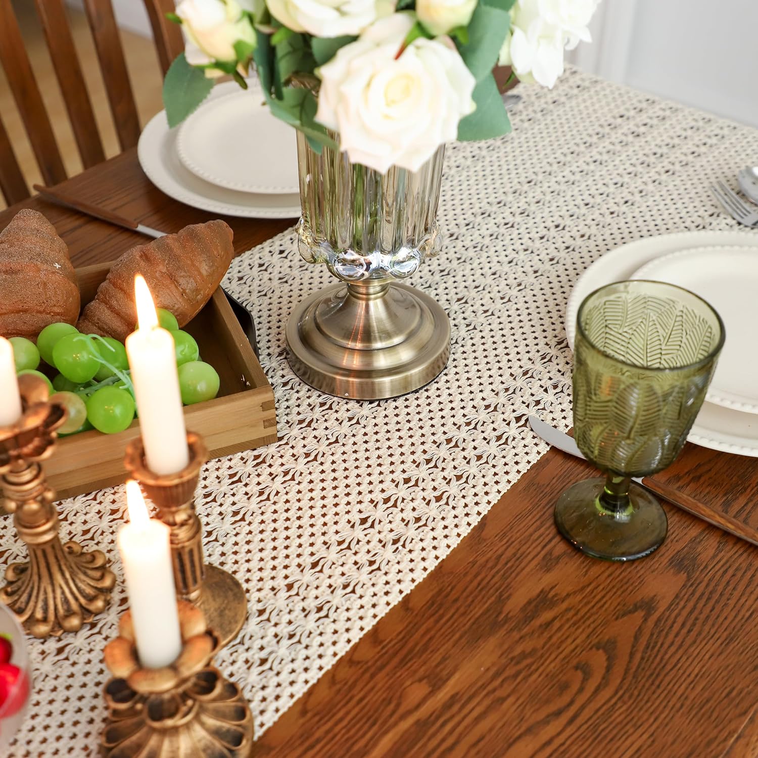 Cotton Macrame Table Runner - Tassels