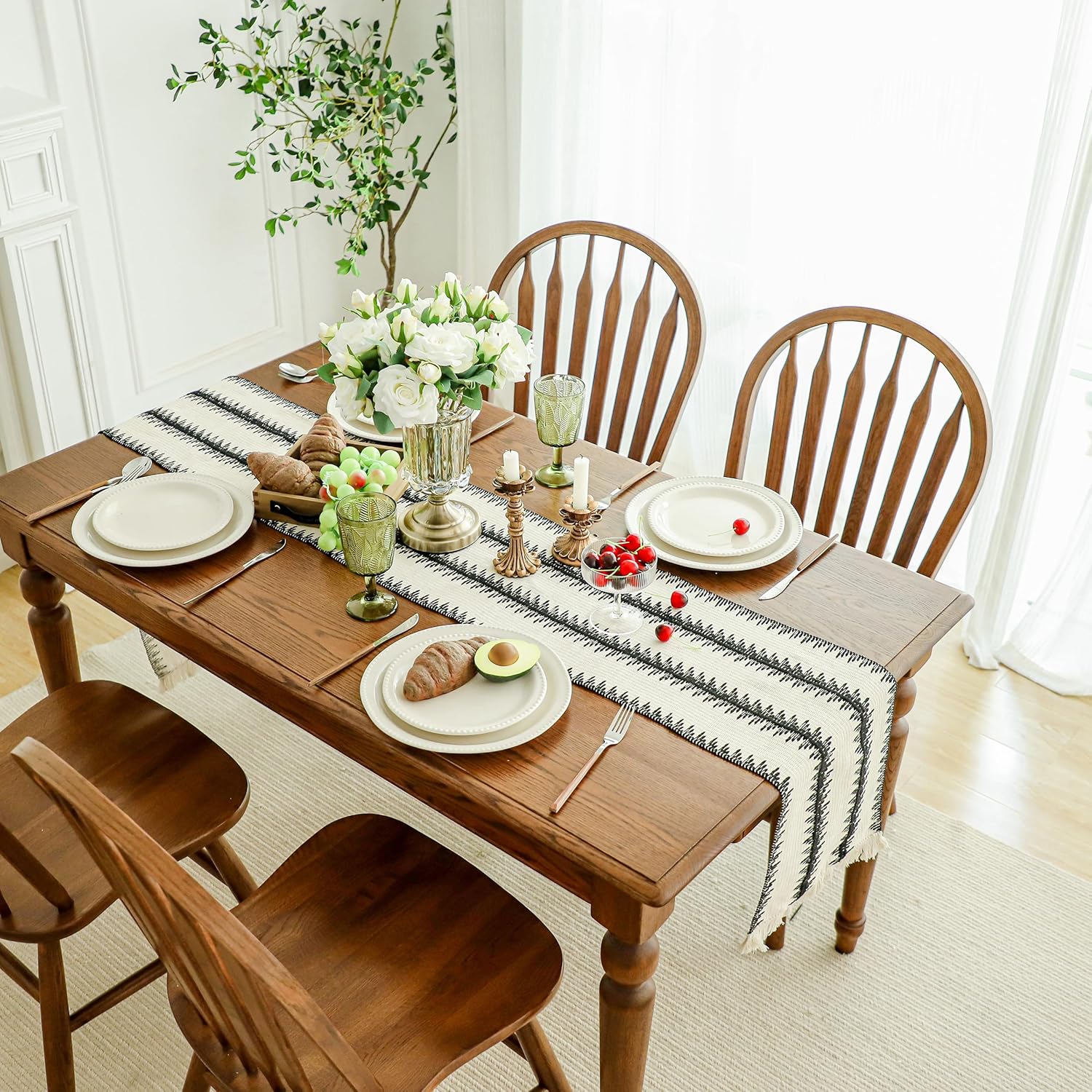 Cotton Macrame Table Runner - Tassels