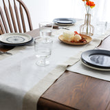Camino de mesa de lino con borde de color