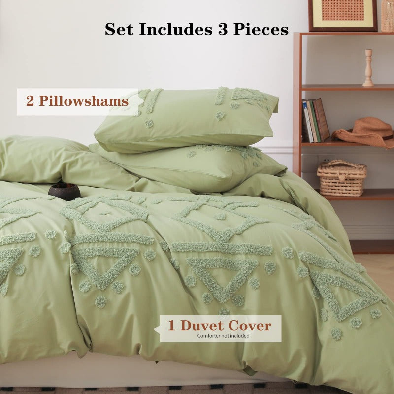 Cotton  Duvet Cover Set - Tufted Lozenge