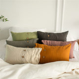 Linen Lumbar Pillow Cover - Coconut Button